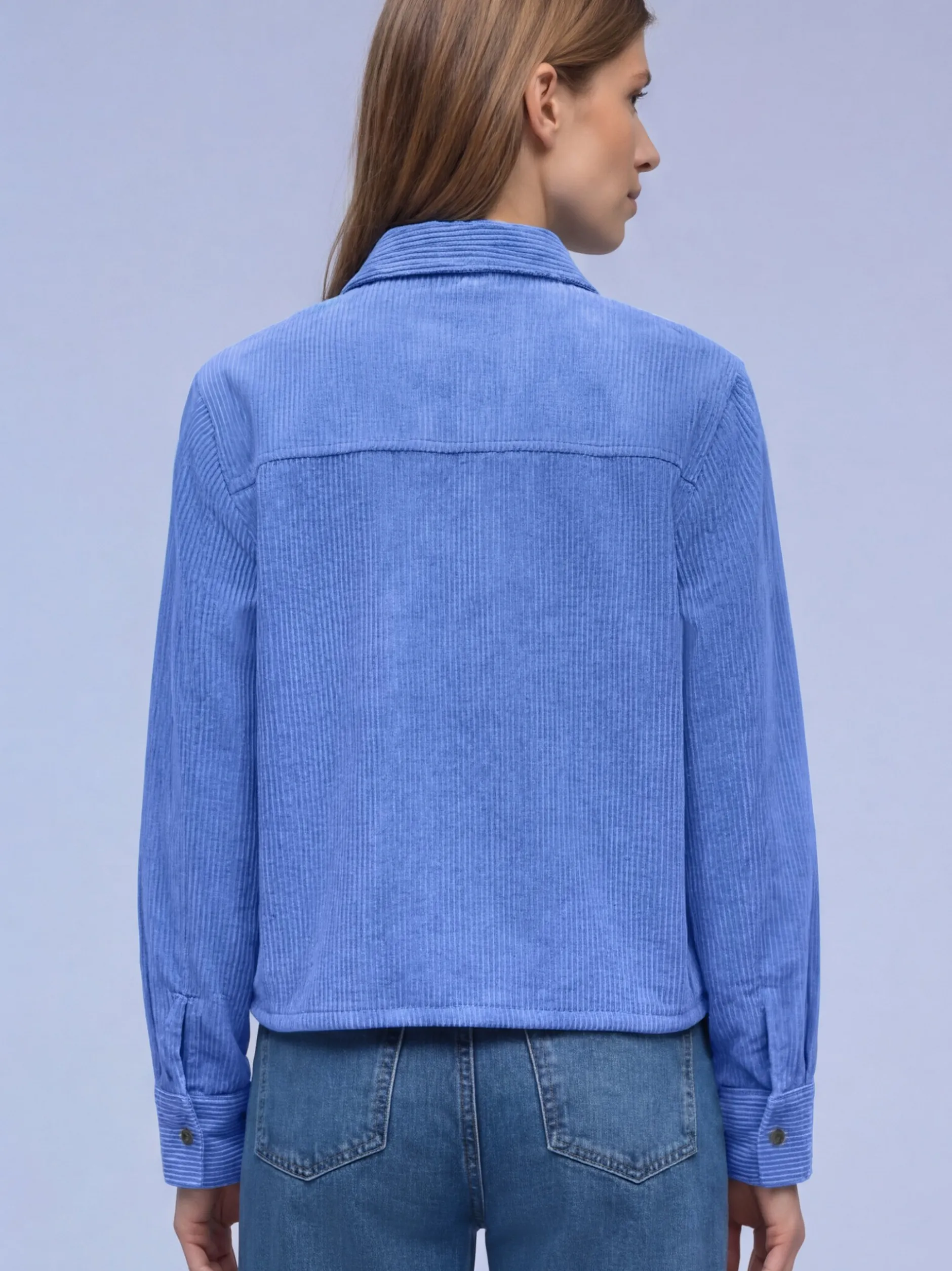Street One Damen Cordbluse in blau - Ärmel: langarm
