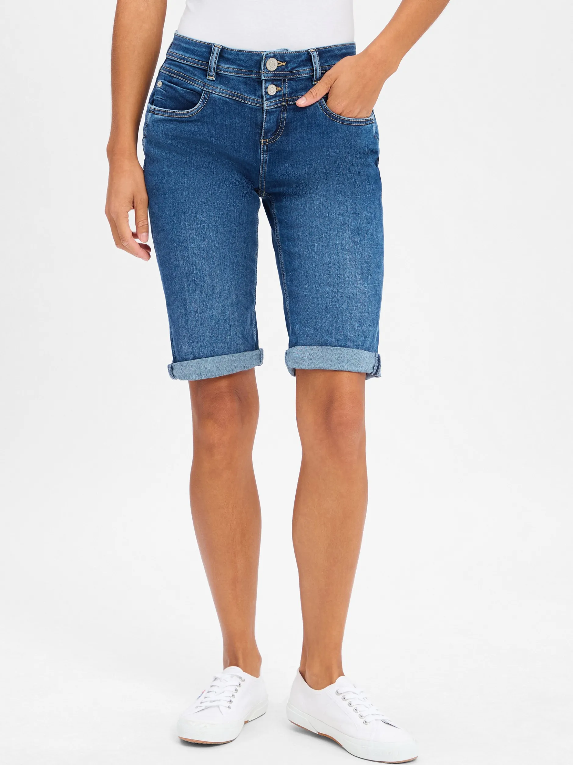 Street One Damen Jeans-Bermuda - Jane in medium stone