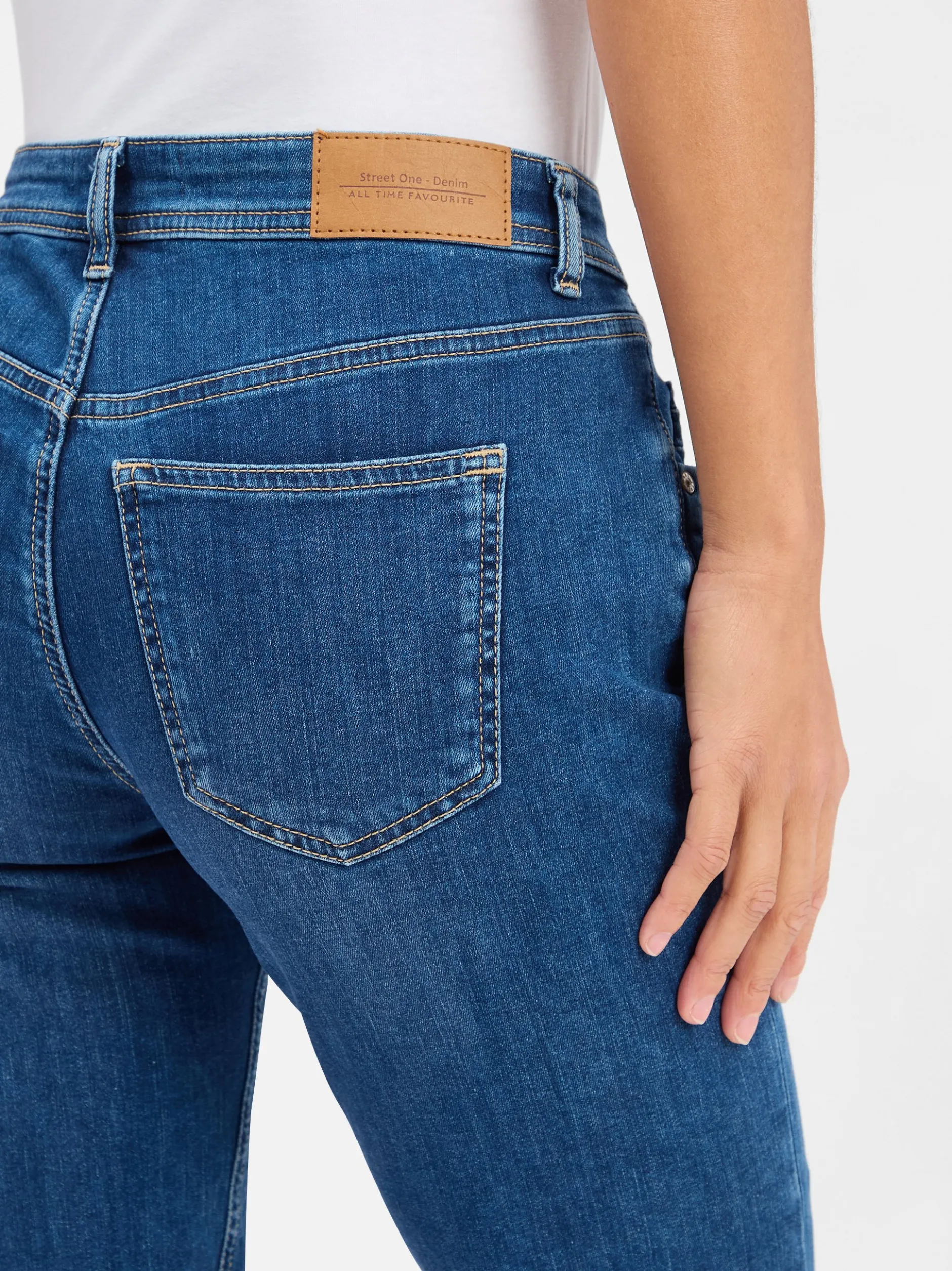 Street One Damen Jeans-Bermuda - Jane in medium stone