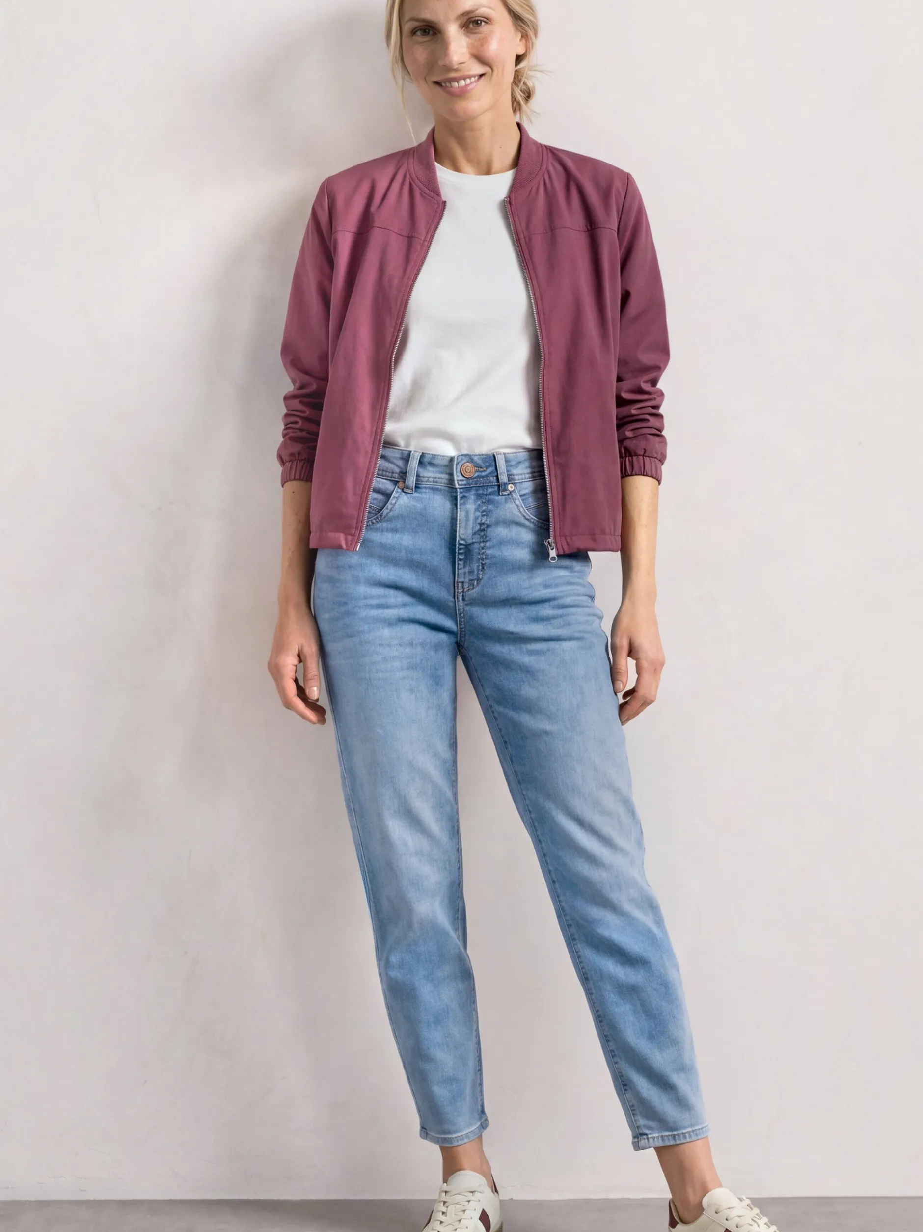 Street One Damen Jeans in light stone - Länge: verkürzt