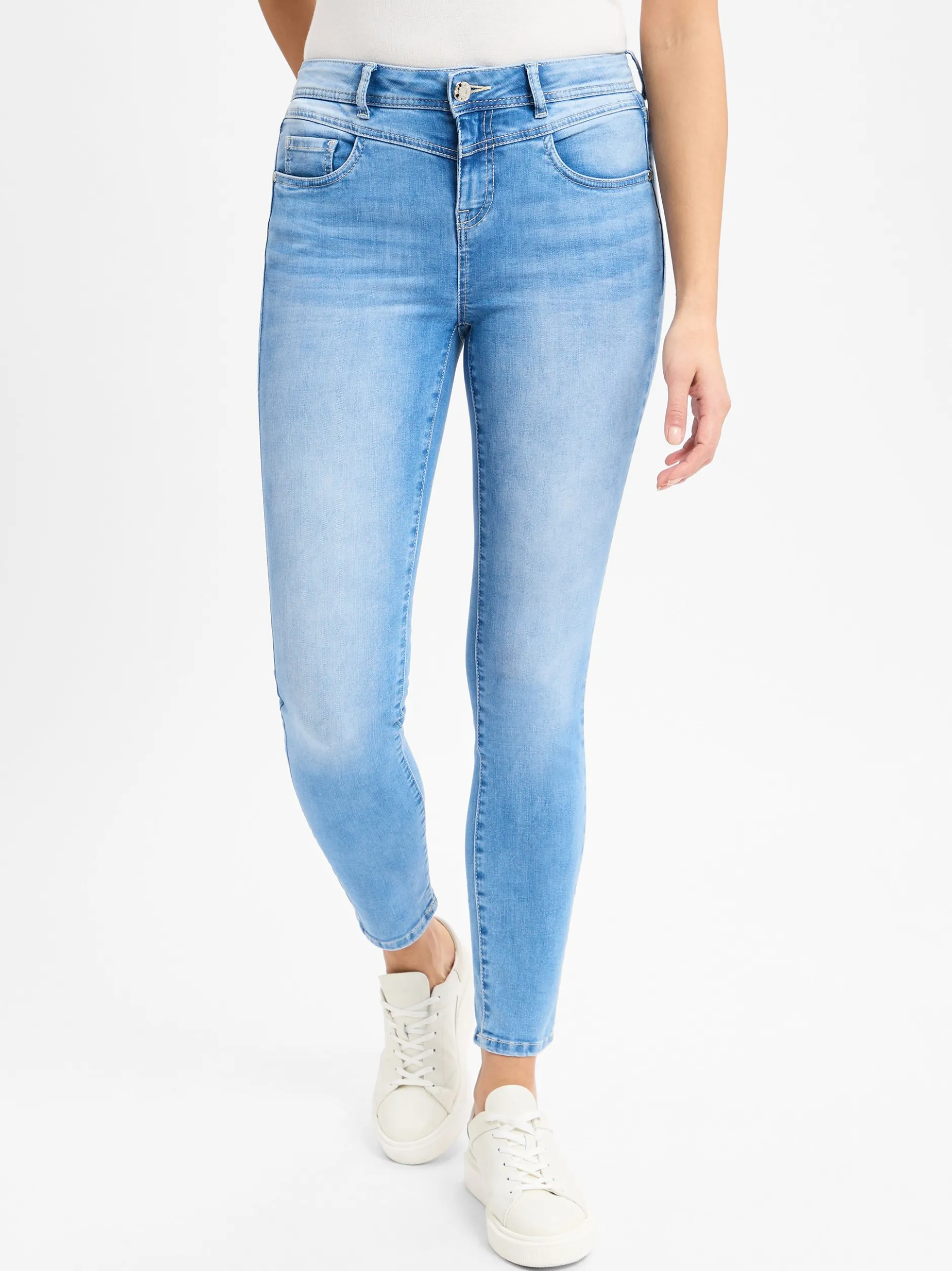 Street One Damen Jeans in light stone - Länge: verkürzt