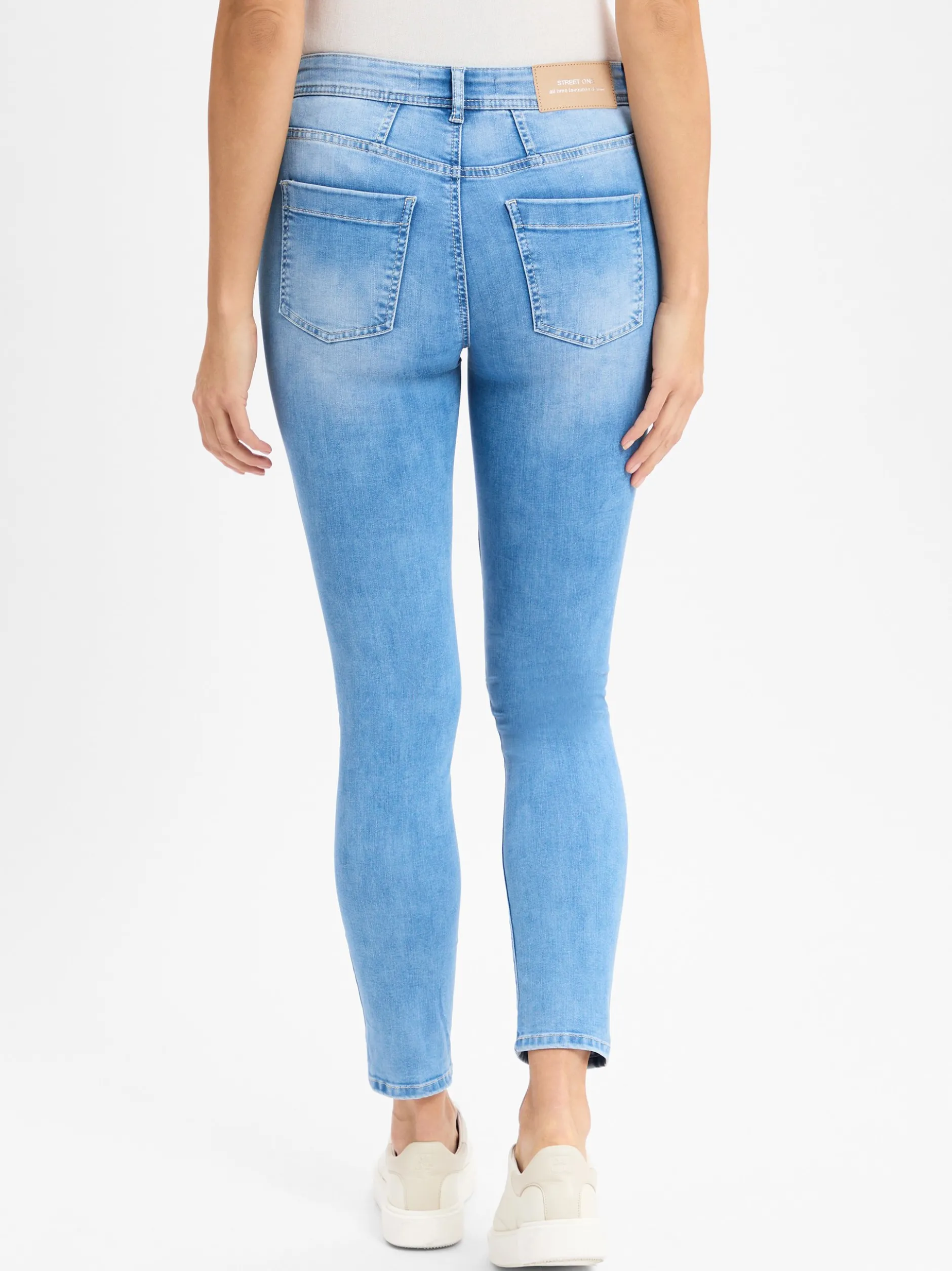 Street One Damen Jeans in light stone - Länge: verkürzt