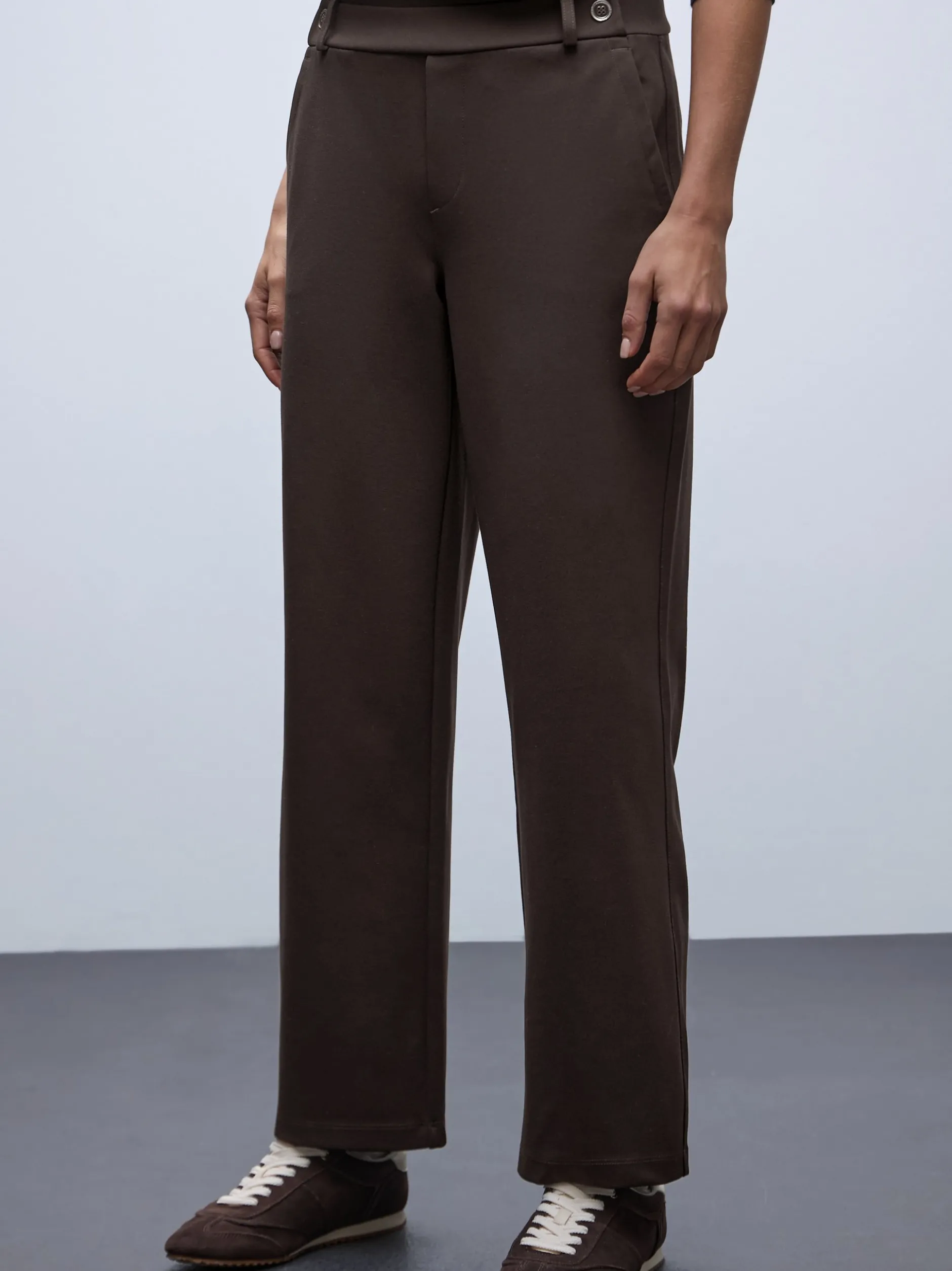 Street One Damen Jerseyhose in schoko - Länge: lang
