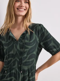 Street One Damen Kleid in tanne schwarz - Ärmel: kurzarm
