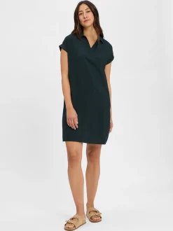 Street One Damen Kleid in tanne - Ärmel: kurzarm
