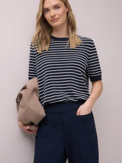 Street One Damen Strickshirt in marine weiß
