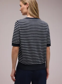 Street One Damen Strickshirt in marine weiß