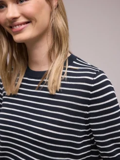 Street One Damen Strickshirt in marine weiß