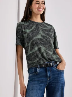 Street One Damen T-Shirt in grau lind - Ärmel: kurzarm
