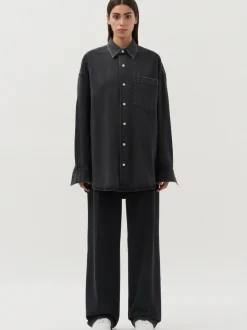 Studio Seidensticker Herren Denimhemd - Oversized Fit in schwarz