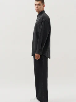 Studio Seidensticker Herren Denimhemd - Oversized Fit in schwarz