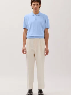 Studio Seidensticker Herren Strick Polo - Regular Fit in hellblau