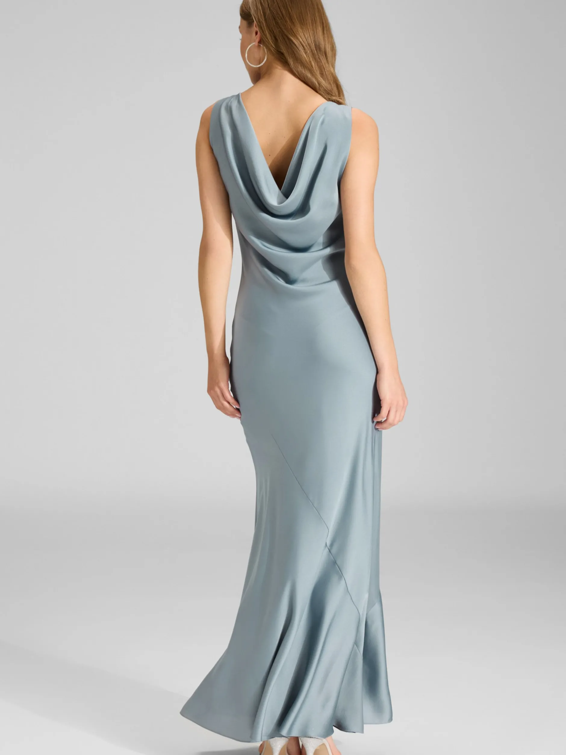 Swing Damen Abendkleid in blau - Ausschnitt: Wasserfall