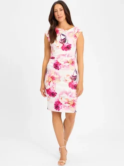 Swing Damen Abendkleid in ecru pink - Ärmel: extra kurz