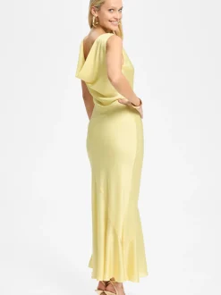 Swing Damen Abendkleid in gelb - Ausschnitt: Wasserfall