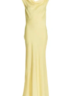 Swing Damen Abendkleid in gelb - Ausschnitt: Wasserfall