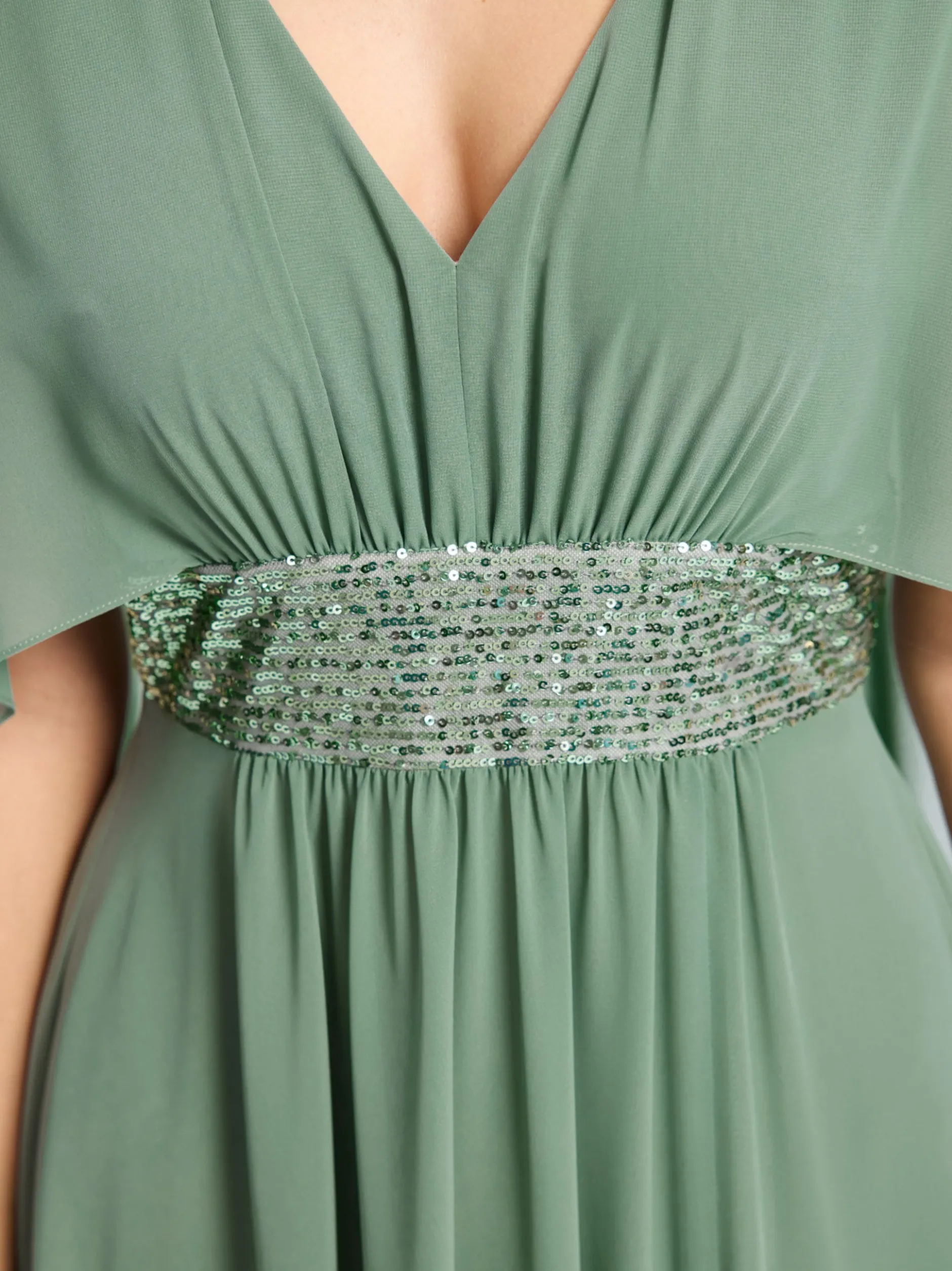 Swing Damen Abendkleid in lind - Ärmel: ohne Arm