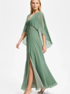 Swing Damen Abendkleid in lind - Ärmel: ohne Arm
