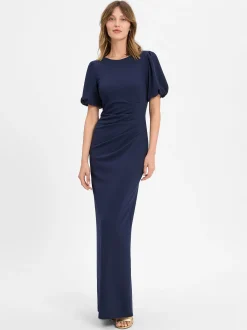 Swing Damen Abendkleid in marine - Ausschnitt: U-Boot