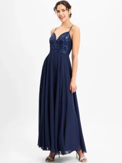 Swing Damen Abendkleid in marine - Ärmel: ohne Arm