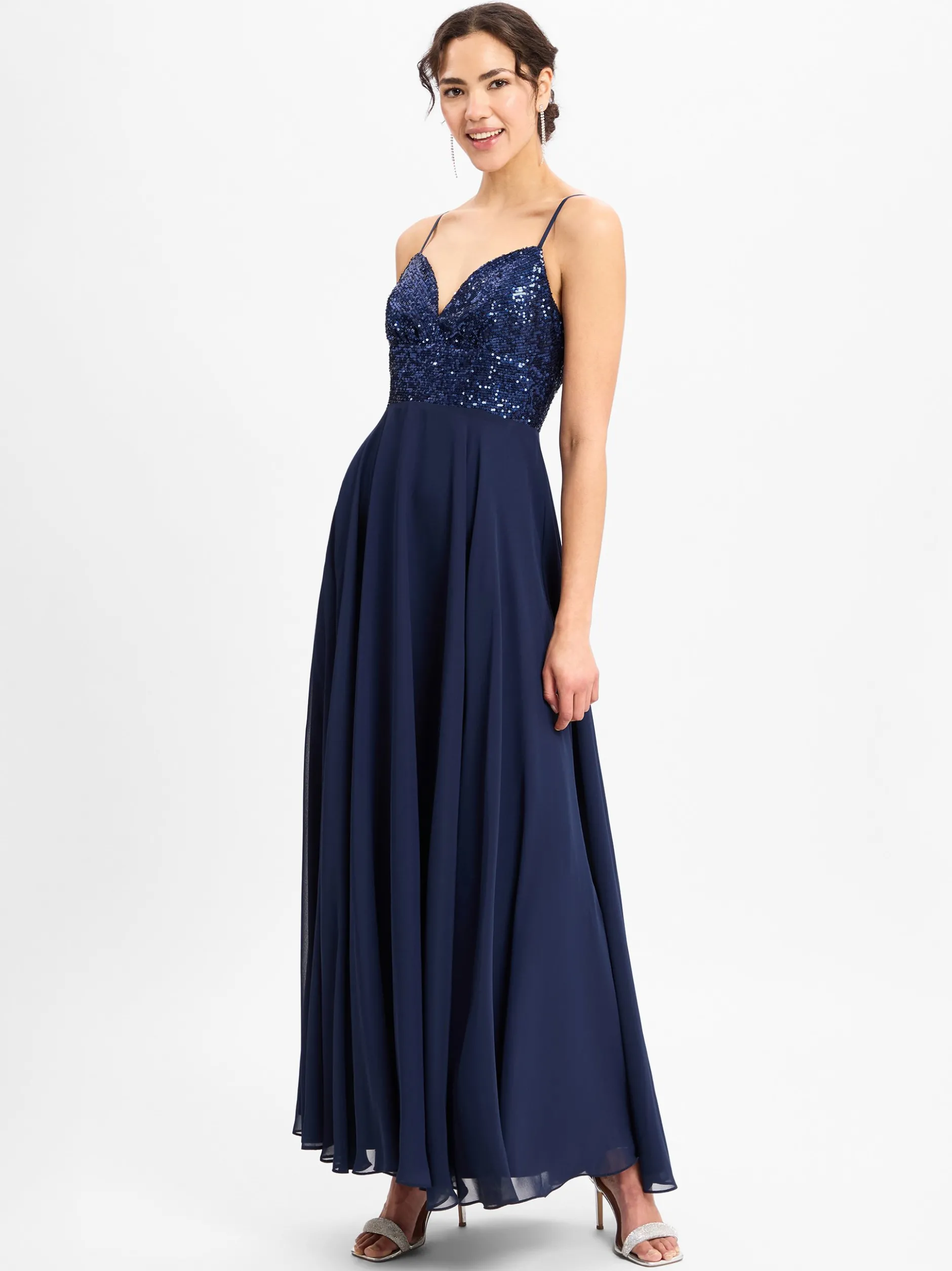 Swing Damen Abendkleid in marine - Ärmel: ohne Arm