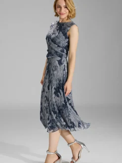 Swing Damen Abendkleid in marine silber - Länge: lang