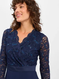 Swing Damen Abendkleid in marine - Ärmel: 3/4 Arm