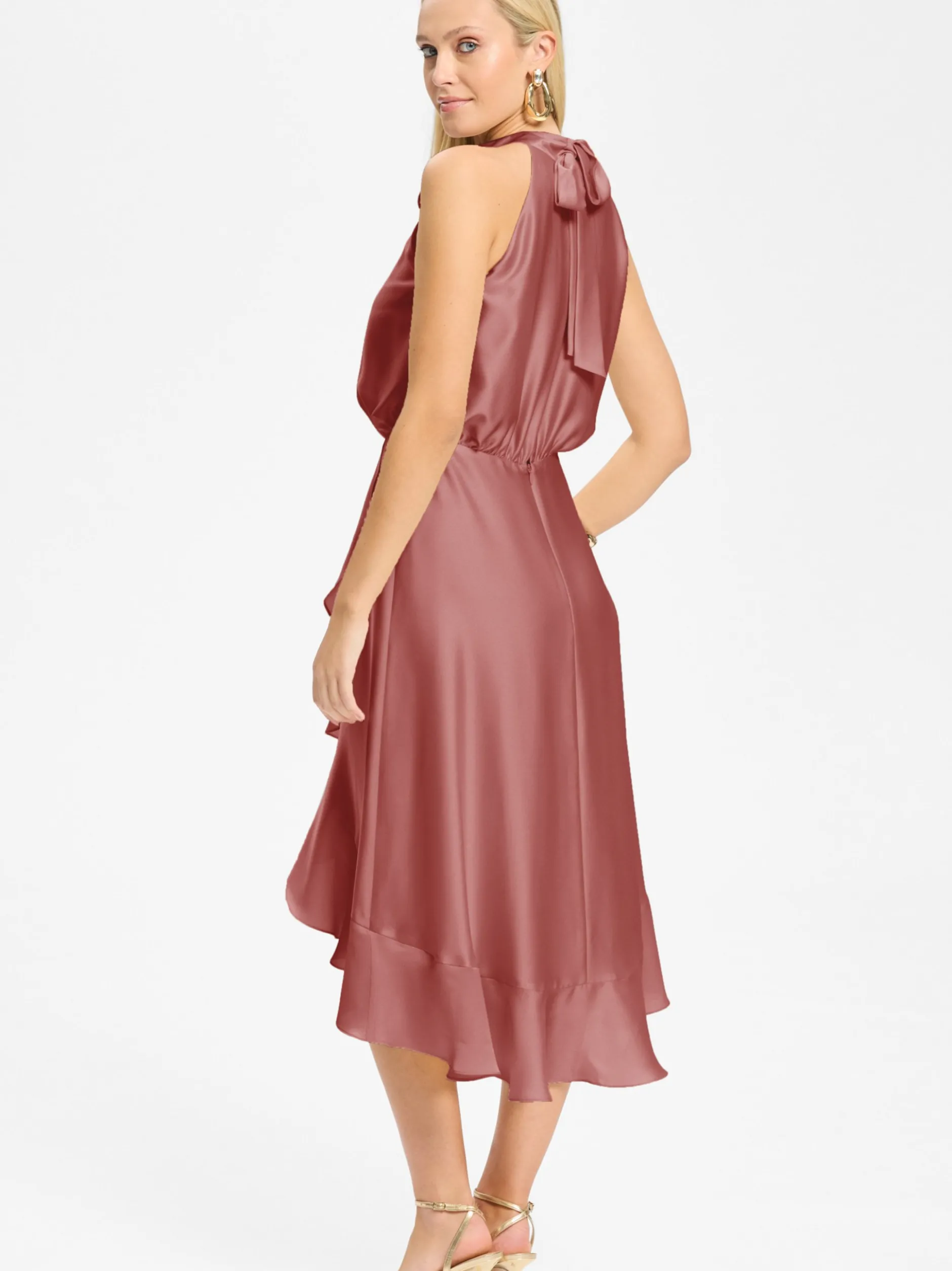 Swing Damen Abendkleid in rosenholz - Ärmel: ohne Arm