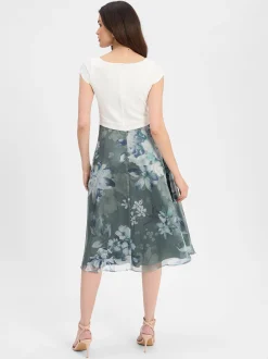 Swing Damen Abendkleid in weiß schilf - Länge: midi