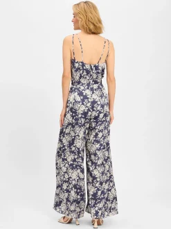 Swing Damen Jumpsuit in marine ecru - Ärmel: ohne Arm