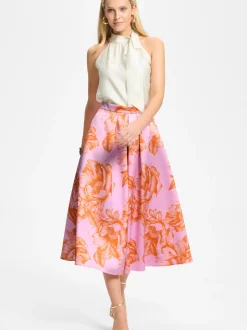 Swing Damen Midirock in rosa orange - Länge: midi