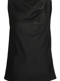 Swing Damen Satintop in schwarz - Ausschnitt: Wasserfall