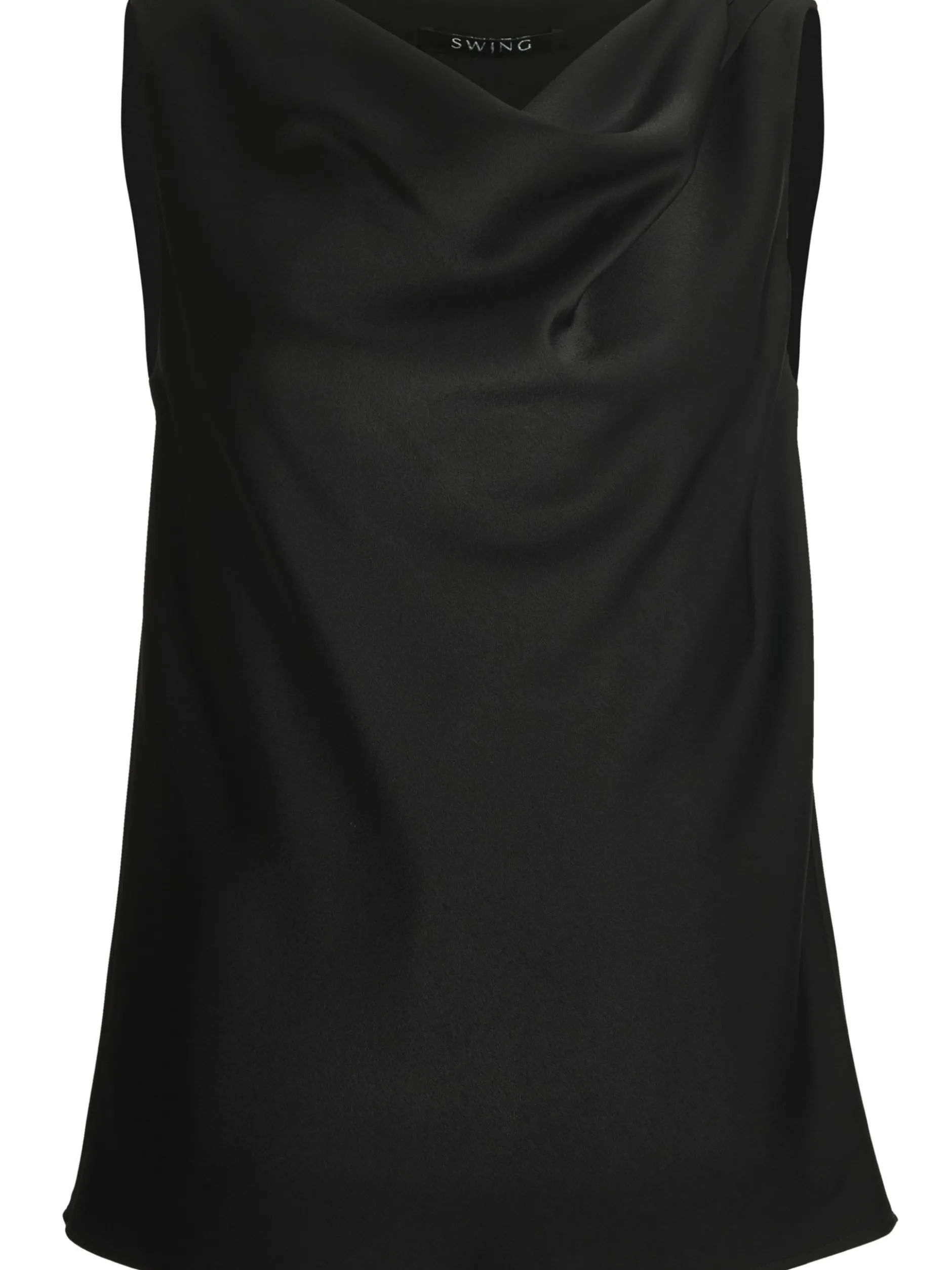 Swing Damen Satintop in schwarz - Ausschnitt: Wasserfall