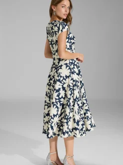 Swing Damen Sommerkleid in marine ecru - Länge: verkürzt