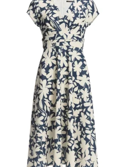 Swing Damen Sommerkleid in marine ecru - Länge: verkürzt