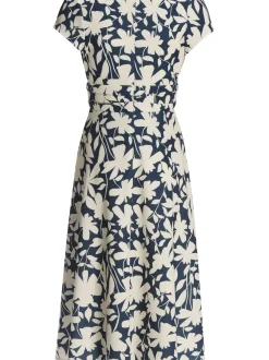 Swing Damen Sommerkleid in marine ecru - Länge: verkürzt