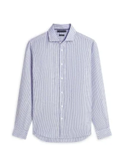 Tommy Hilfiger Tailored Herren Leinenhemd in blau weiß