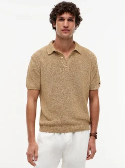 Tommy Hilfiger Tailored Herren Strick-Poloshirt in beige braun