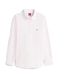 Tommy Jeans Damen Bluse in rosa weiß - Ärmel: langarm