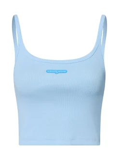 Tommy Jeans Damen Crop Top in hellblau - Ärmel: ohne Arm