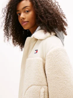 Tommy Jeans Damen Teddyfelljacke in ecru