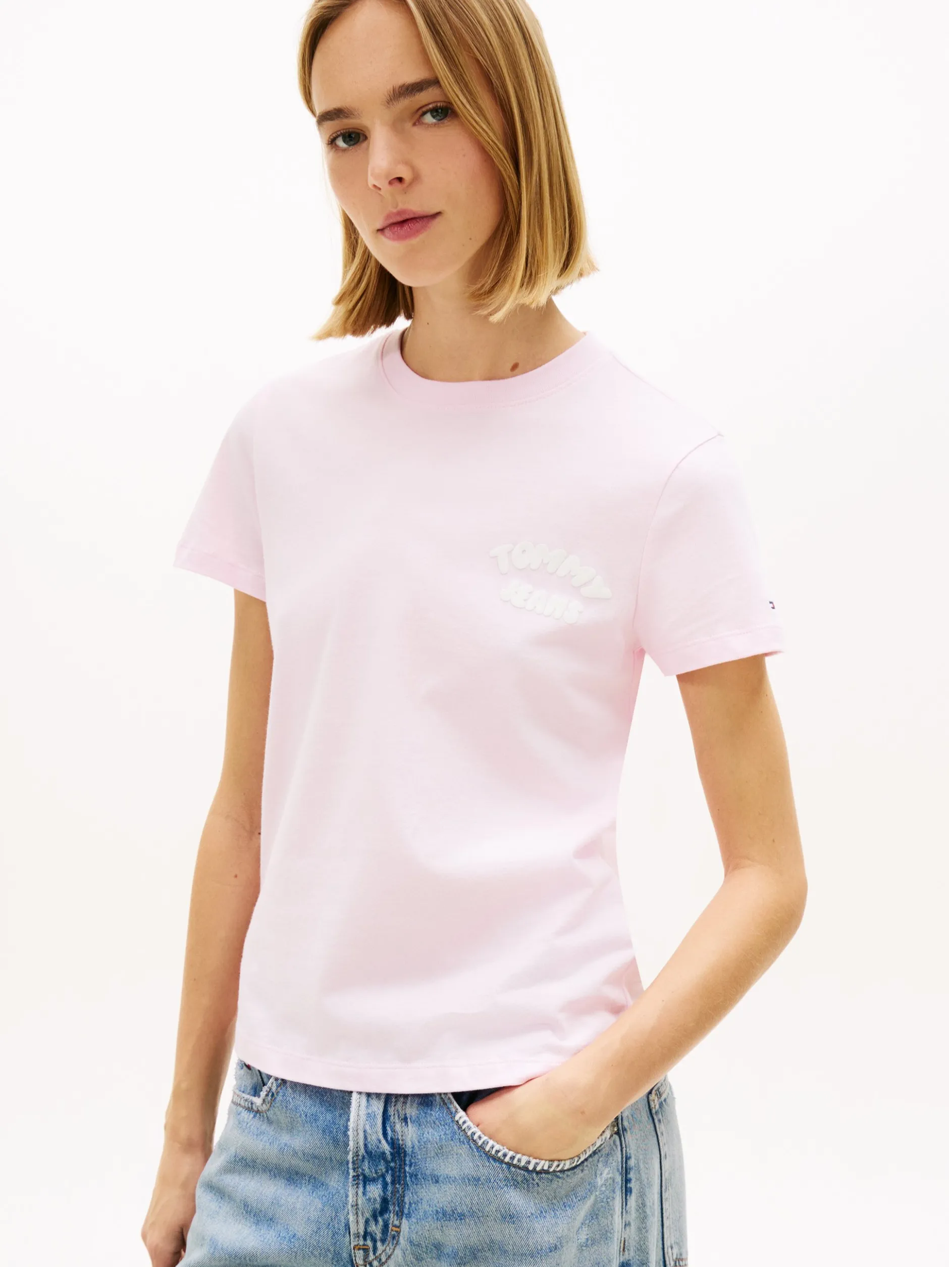 Tommy Jeans Damen T-Shirt in rosa - Ausschnitt: Rundhals