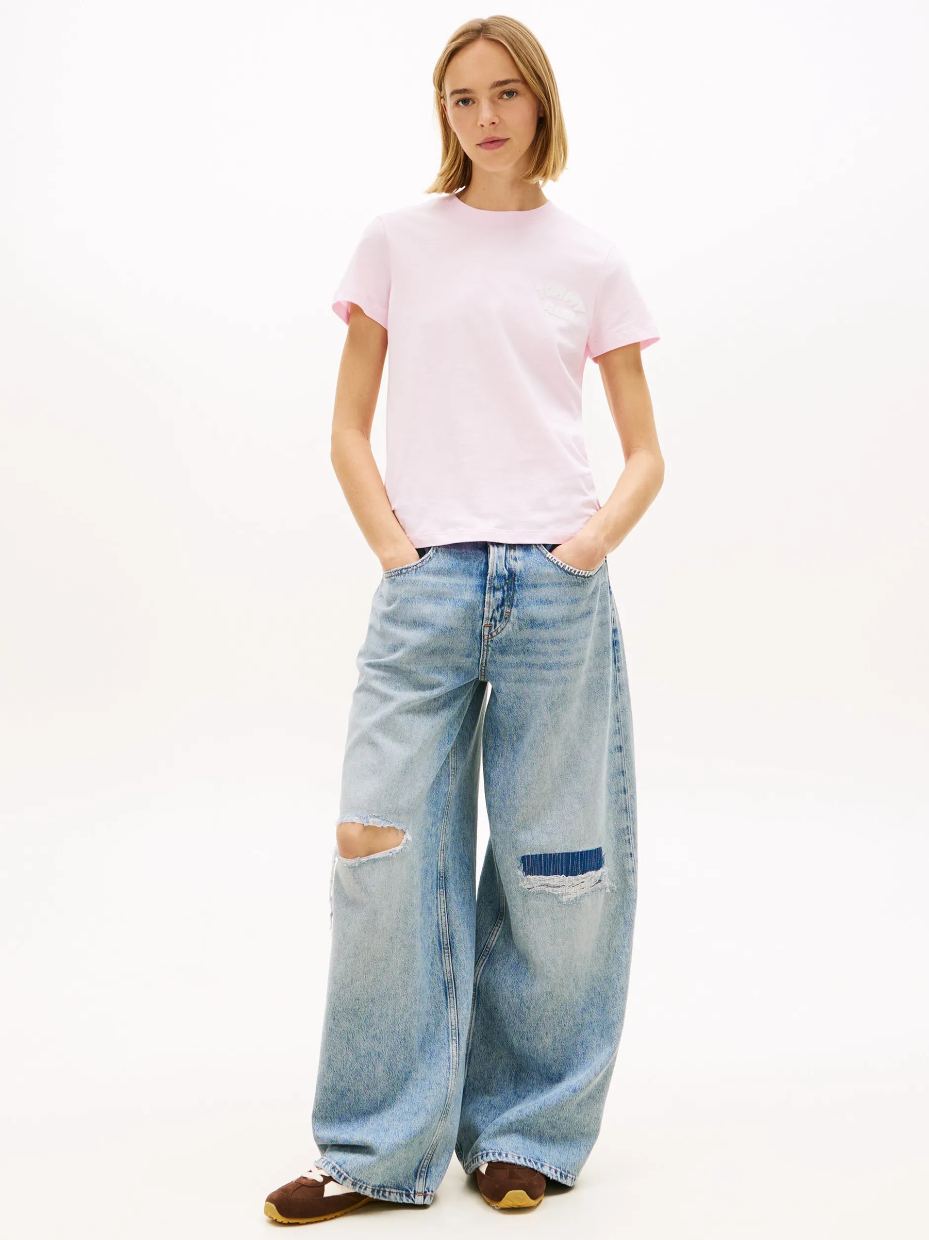 Tommy Jeans Damen T-Shirt in rosa - Ausschnitt: Rundhals