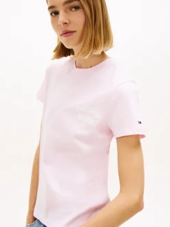 Tommy Jeans Damen T-Shirt in rosa - Ausschnitt: Rundhals