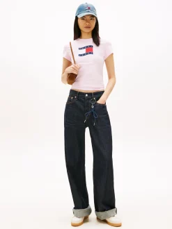Tommy Jeans Damen T-Shirt in rosa - Ausschnitt: Rundhals