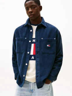 Tommy Jeans Herren Cordhemd in marine - Ausschnitt: Kent