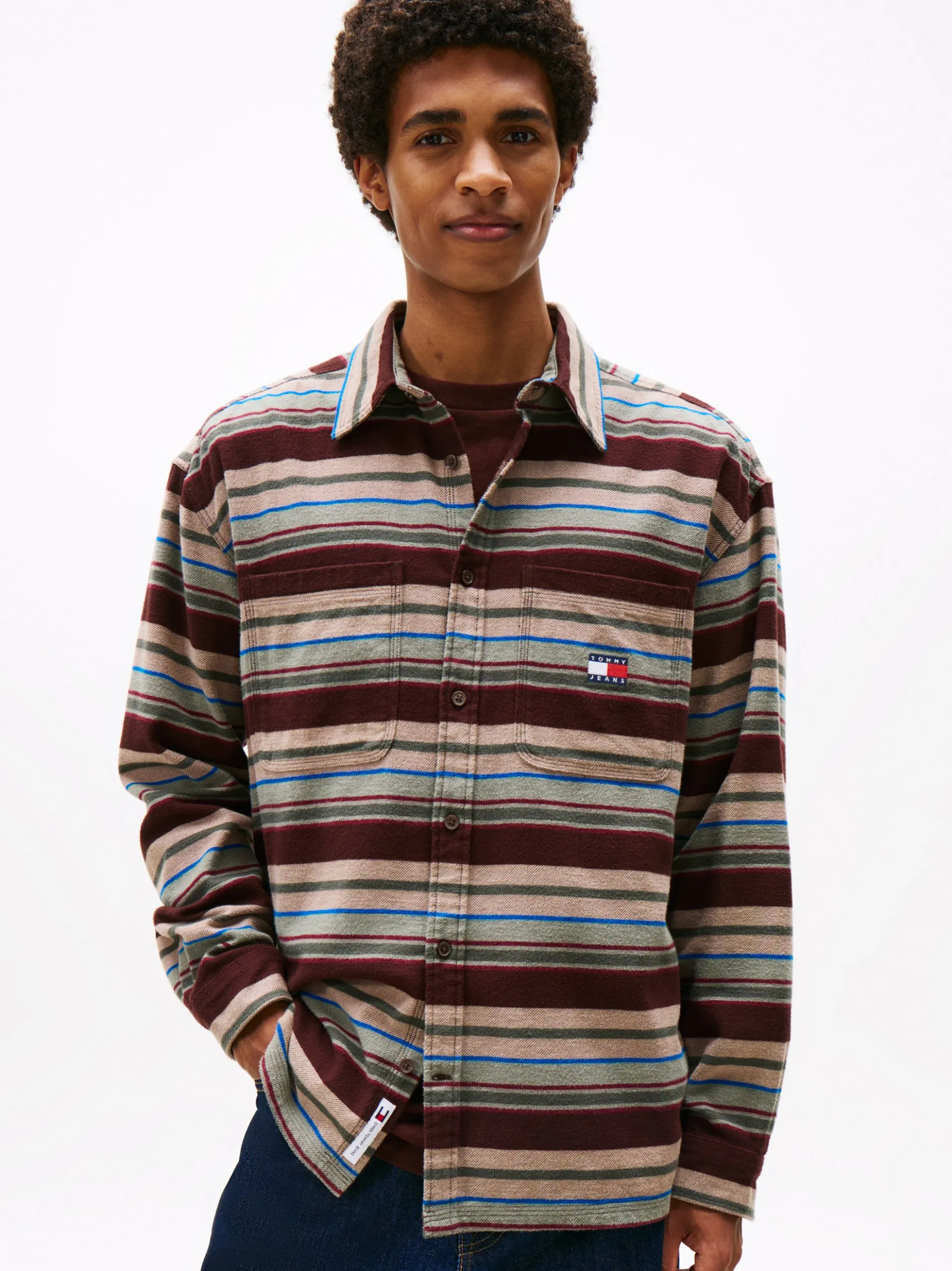 Tommy Jeans Herren Flanellhemd in mocca lind