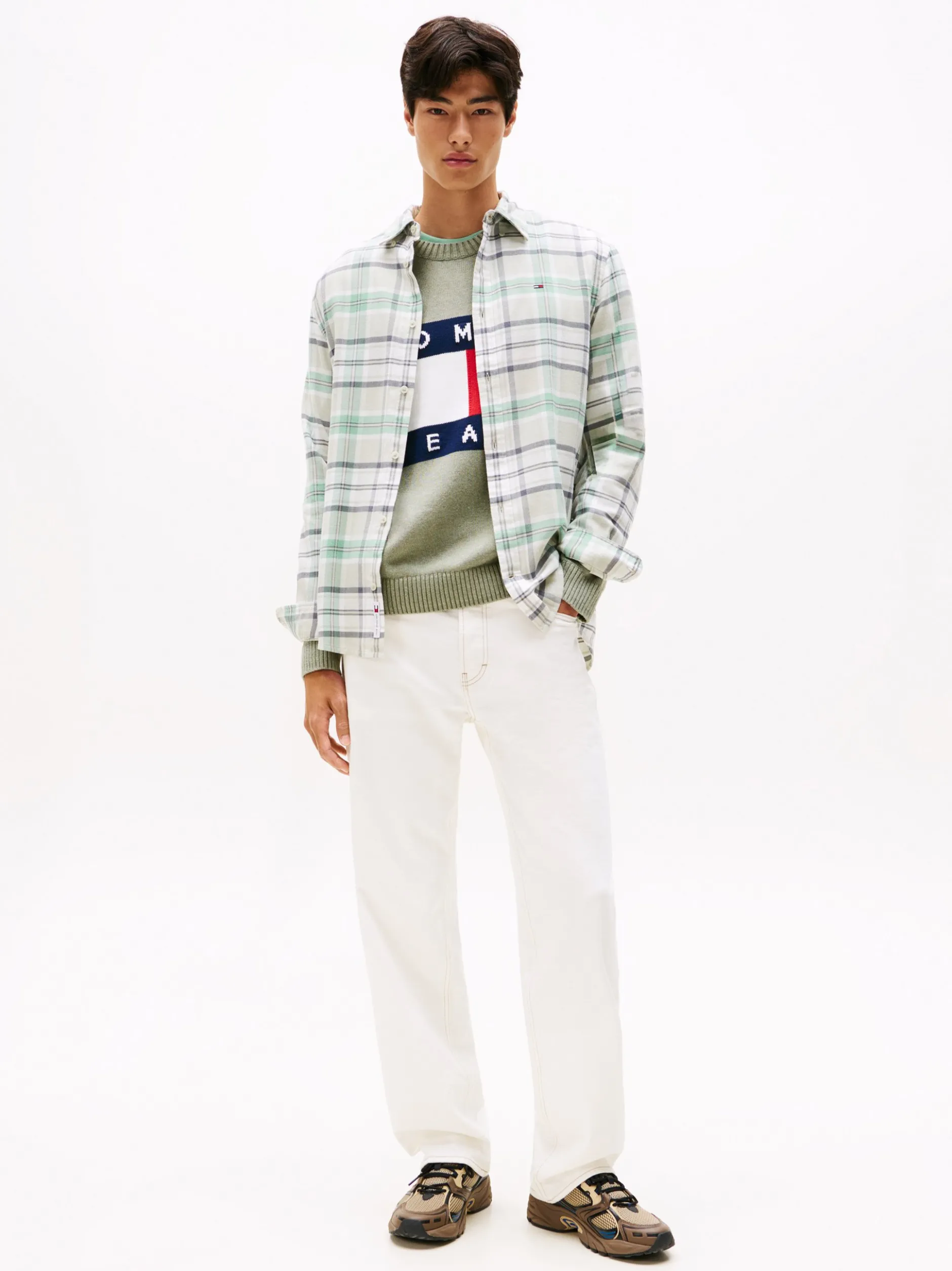 Tommy Jeans Herren Freizeithemd in lind grau