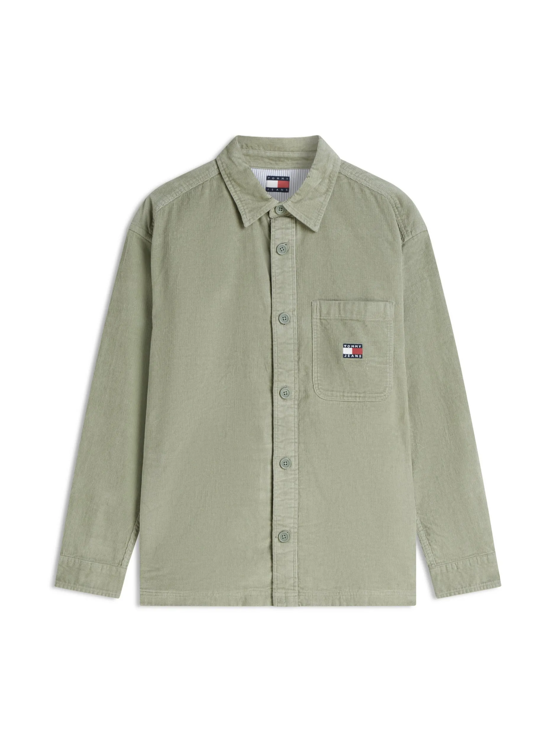 Tommy Jeans Herren Overshirt in lind - Ausschnitt: Kent