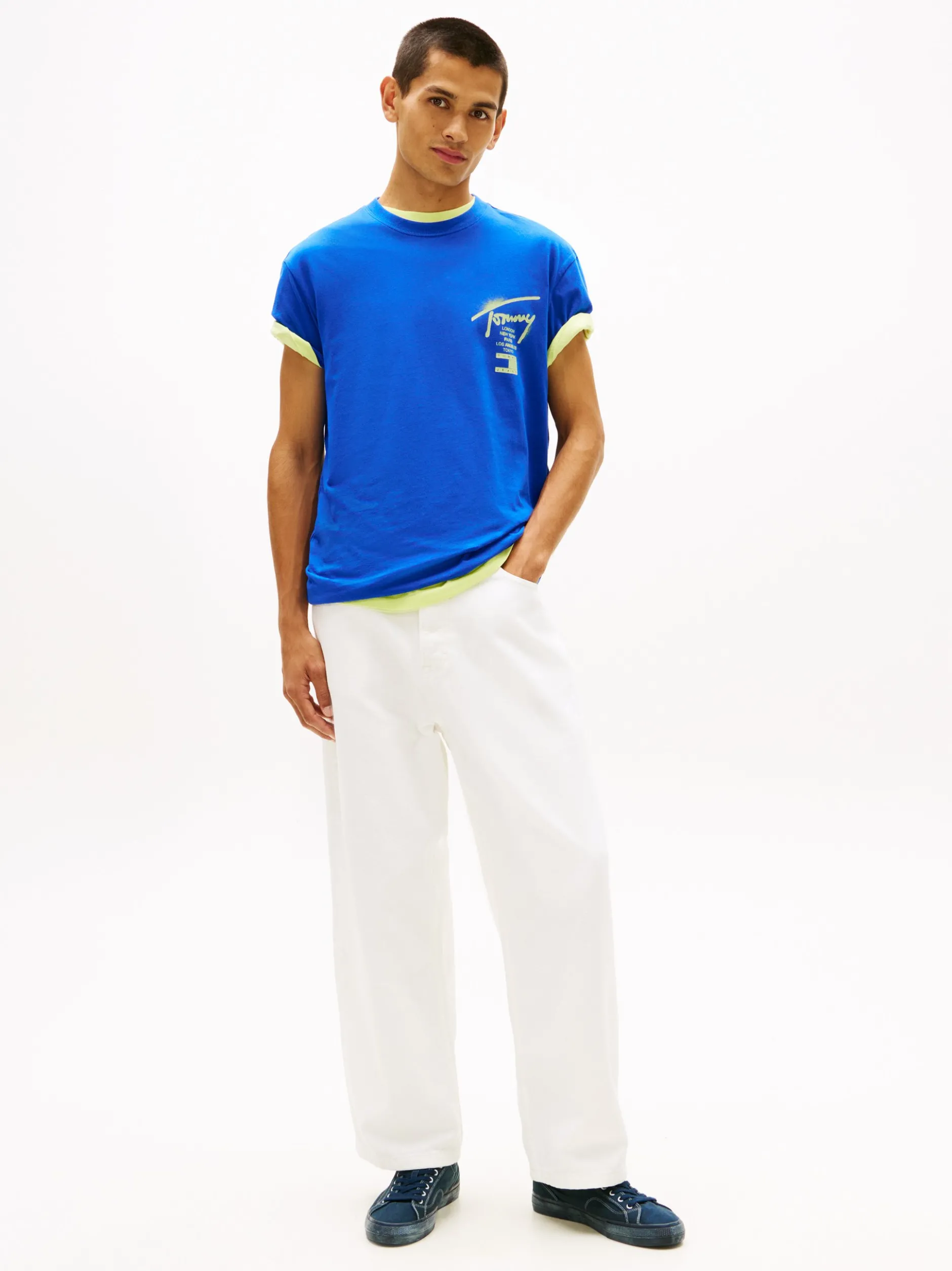 Tommy Jeans Herren T-Shirt in blau limone